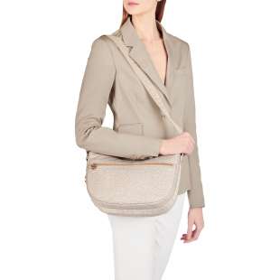 Borbonese Luna Small con taschino in Nylon Riciclato Sabbia 934107I15C75 2