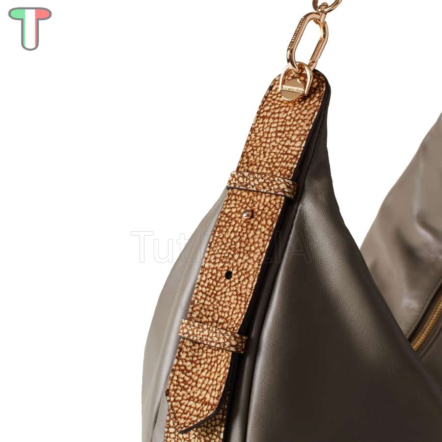 Borbonese Hobo Bag Oyster Large Clay Grey/OP Naturale 923739AR1Z76