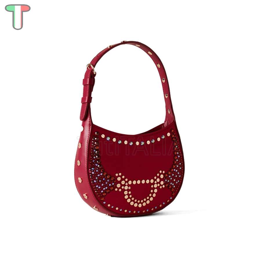 Borbonese Mini Hobo Bag 110 Swarovski Borgogna 923047AT3Z59