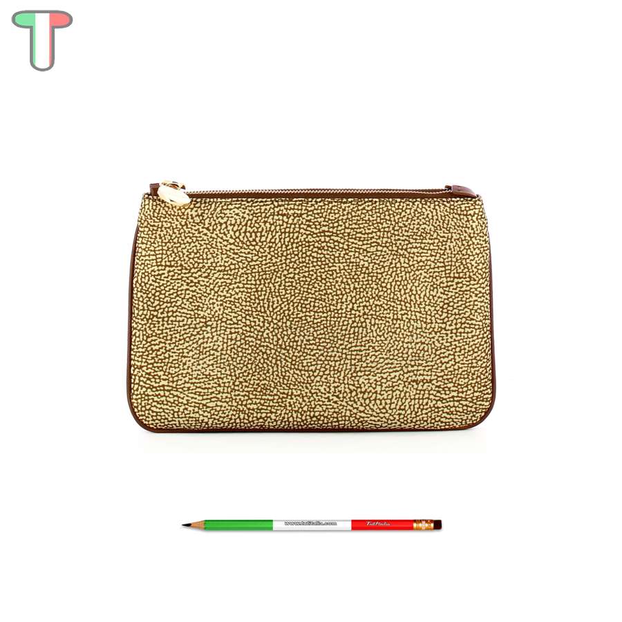 Borbonese Small Crossbody Bag made of Recycled Nylon Beige/Marrone 934119I15994