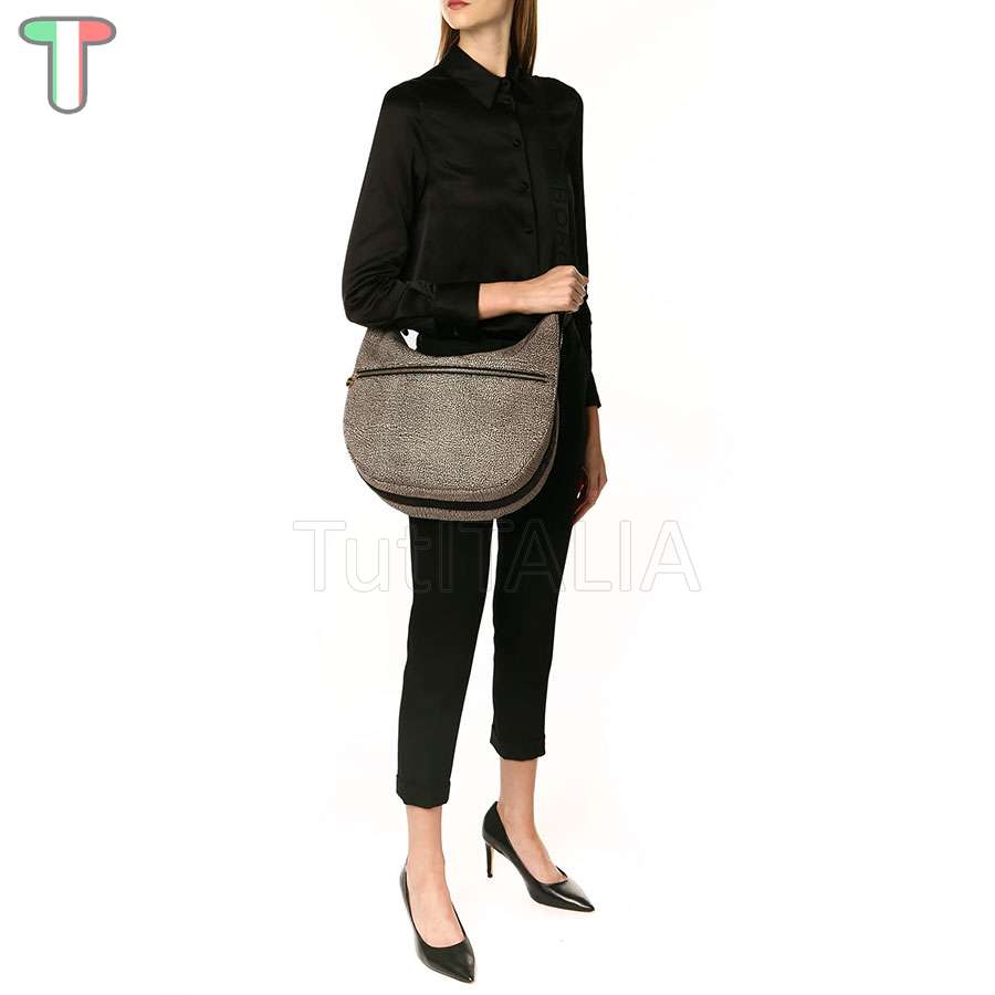 Borbonese Luna Medium Naturale/Nero 934109I15 X11