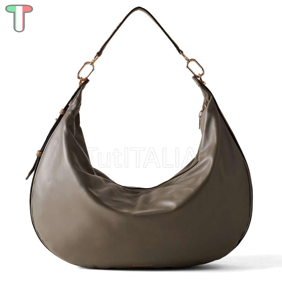 Borbonese Hobo Bag Oyster Large Clay Grey/OP Naturale 923739AR1Z76