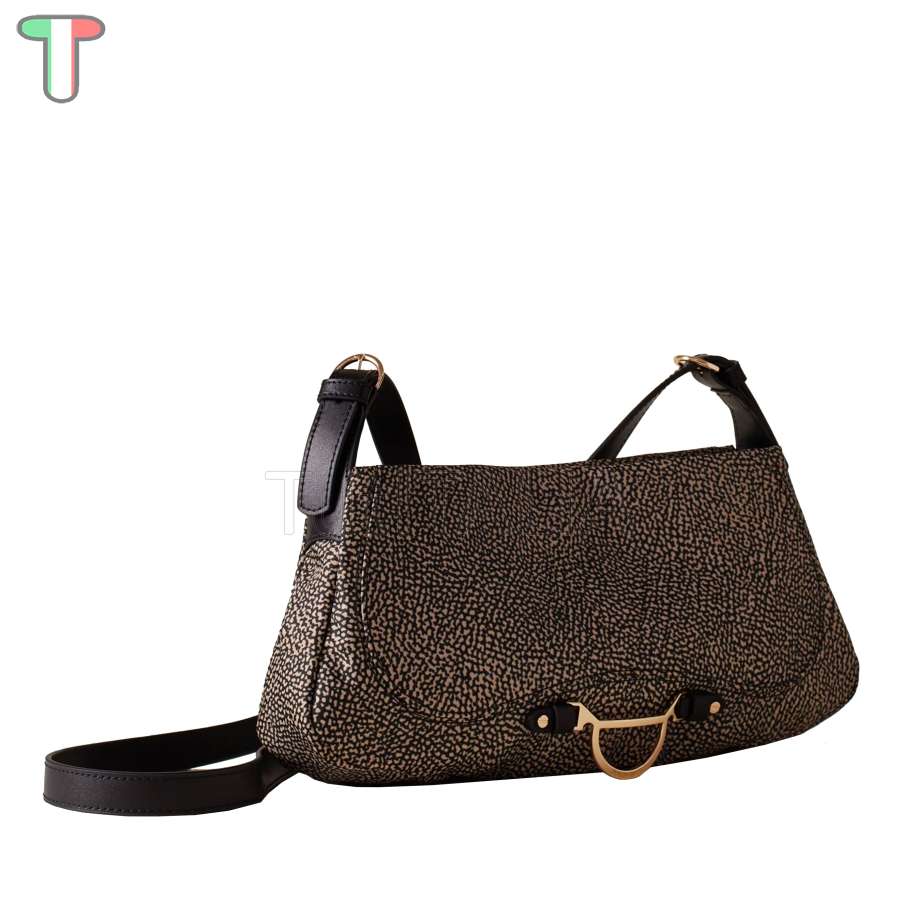 Borbonese Hobo Capri Medium OP Natural/Black 923402I15X11