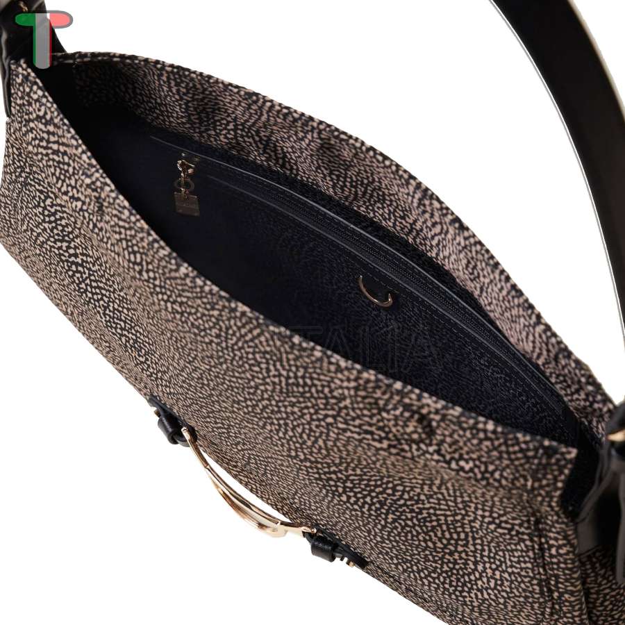 Borbonese Hobo Capri Medium OP Natural/Black 923402I15X11