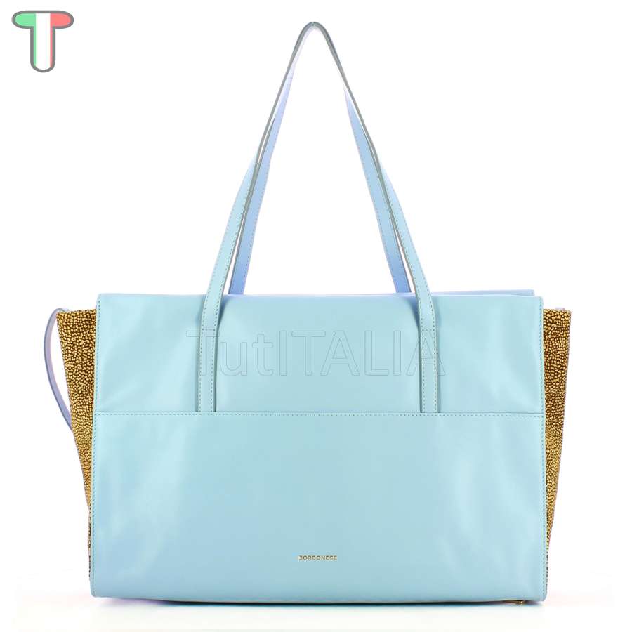 Borbonese Shopper Livre Large Topazio/OP Naturale 923351AR1Z78