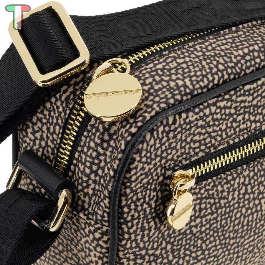 Borbonese Borsa Tracolla Small di Nylon Riciclato OP Naturale/Nero 934115I15 X11