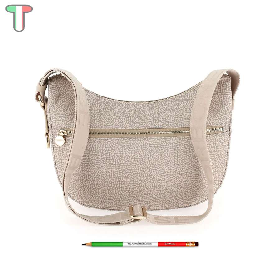 Borbonese Luna Small con taschino in Nylon Riciclato Sabbia 934107I15C75