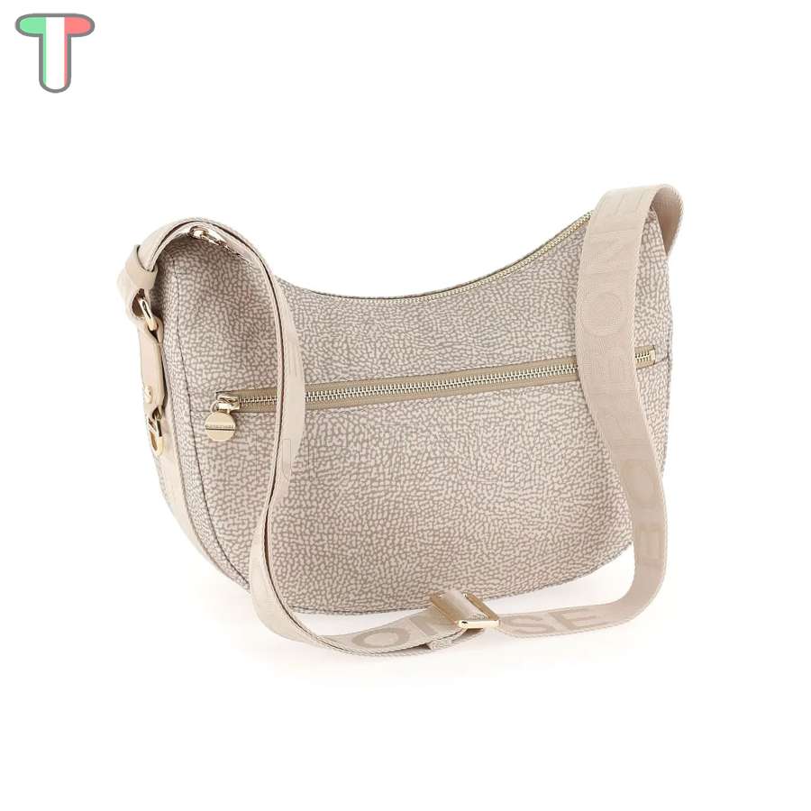 Borbonese Luna Small con taschino in Nylon Riciclato Sabbia 934107I15C75